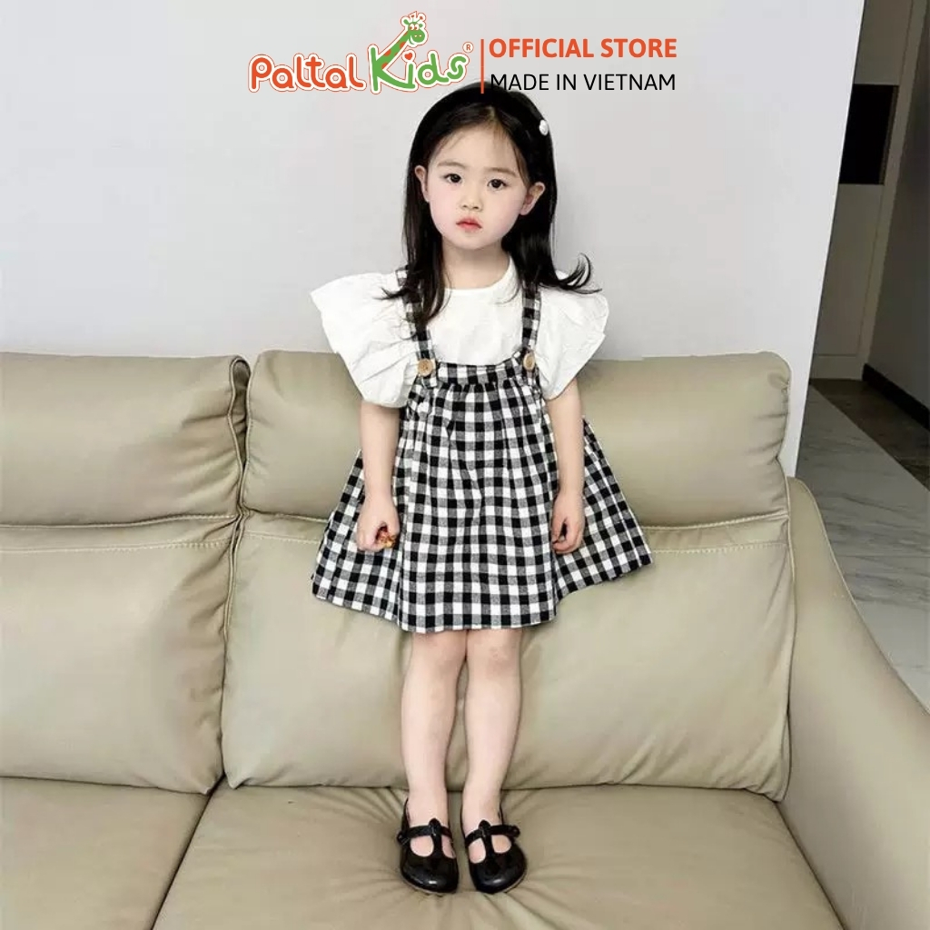 Set Đầm Yếm Phối Áo Sơ Mi Cánh Tiên Bé Gái Cao Cấp - 02C 9207