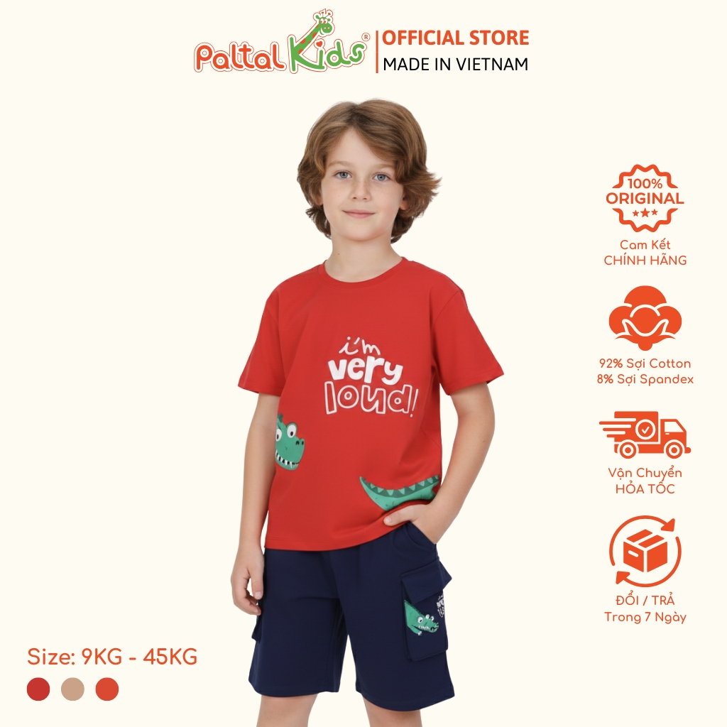 Đồ Bộ Đùi Túi Hộp Hình In Nhiệt Cá Sấu Cotton Mỹ Bé Trai Cao Cấp - 025 2121