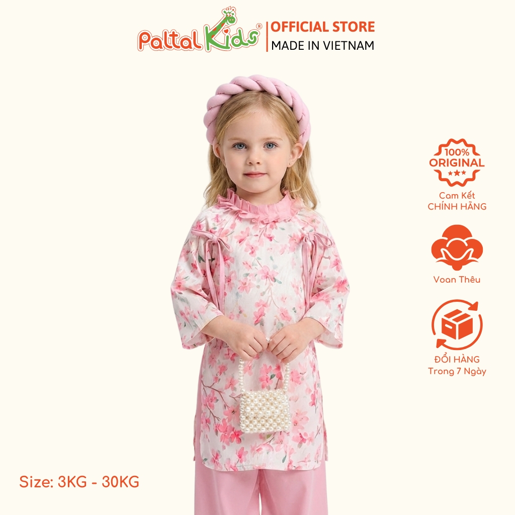 Set Áo Dài Thêu Hoa Cách Tân Kèm Phụ Kiện Bé Gái Cao Cấp - 533 6093