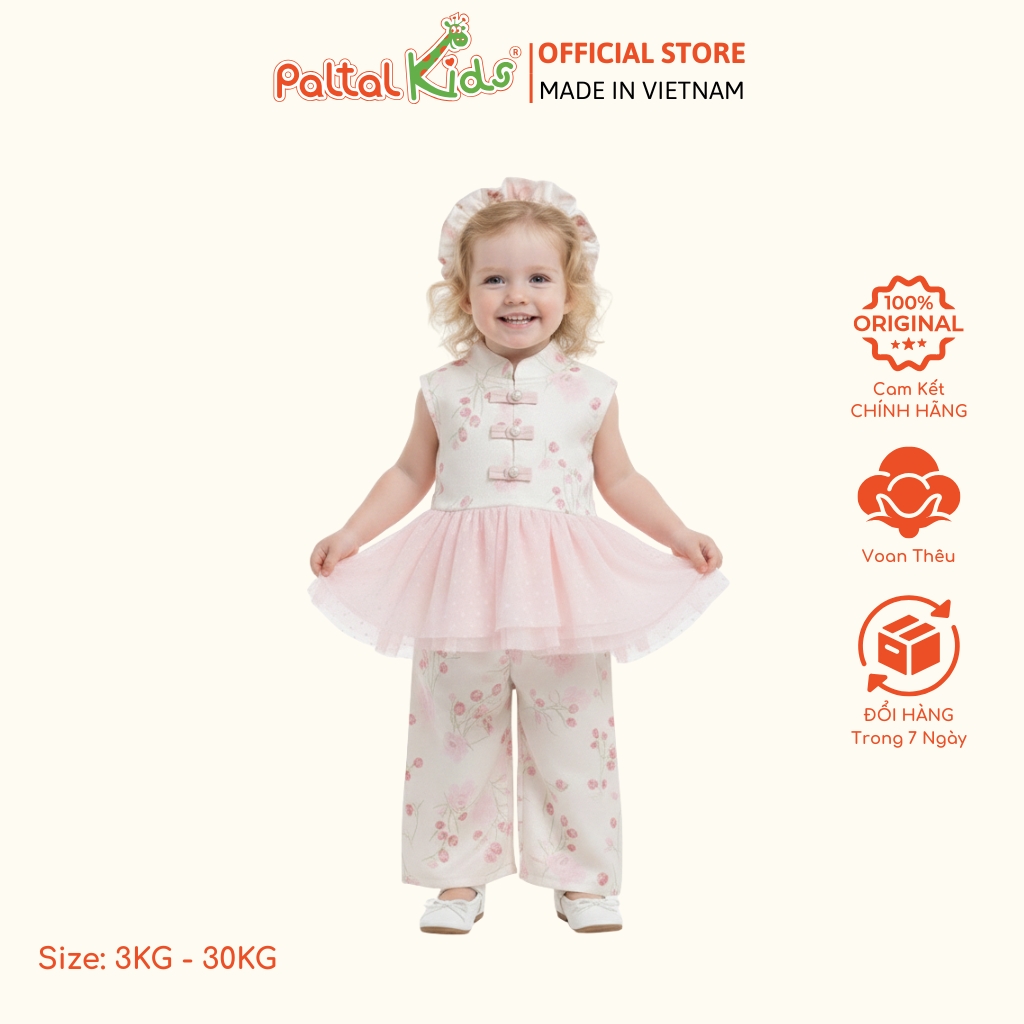 Set Yếm Trung Hoa Thêu Hoa Kèm Phụ Kiện Cách Tân Bé Gái Cao Cấp - 533 6076