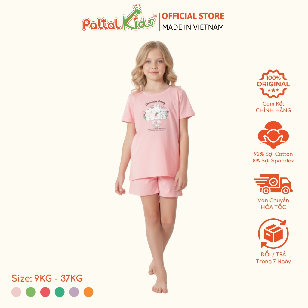 Đồ Bộ Đùi Hình In 3 Chú Thỏ Cotton Mỹ Bé Gái Cao Cấp - 025 2160