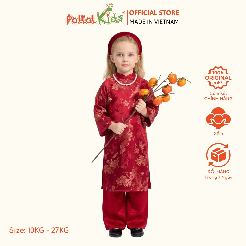 Set Áo Dài Lụa Gấm Cách Tân Kèm Phụ Kiện Bé Gái Cao Cấp - 533 6072