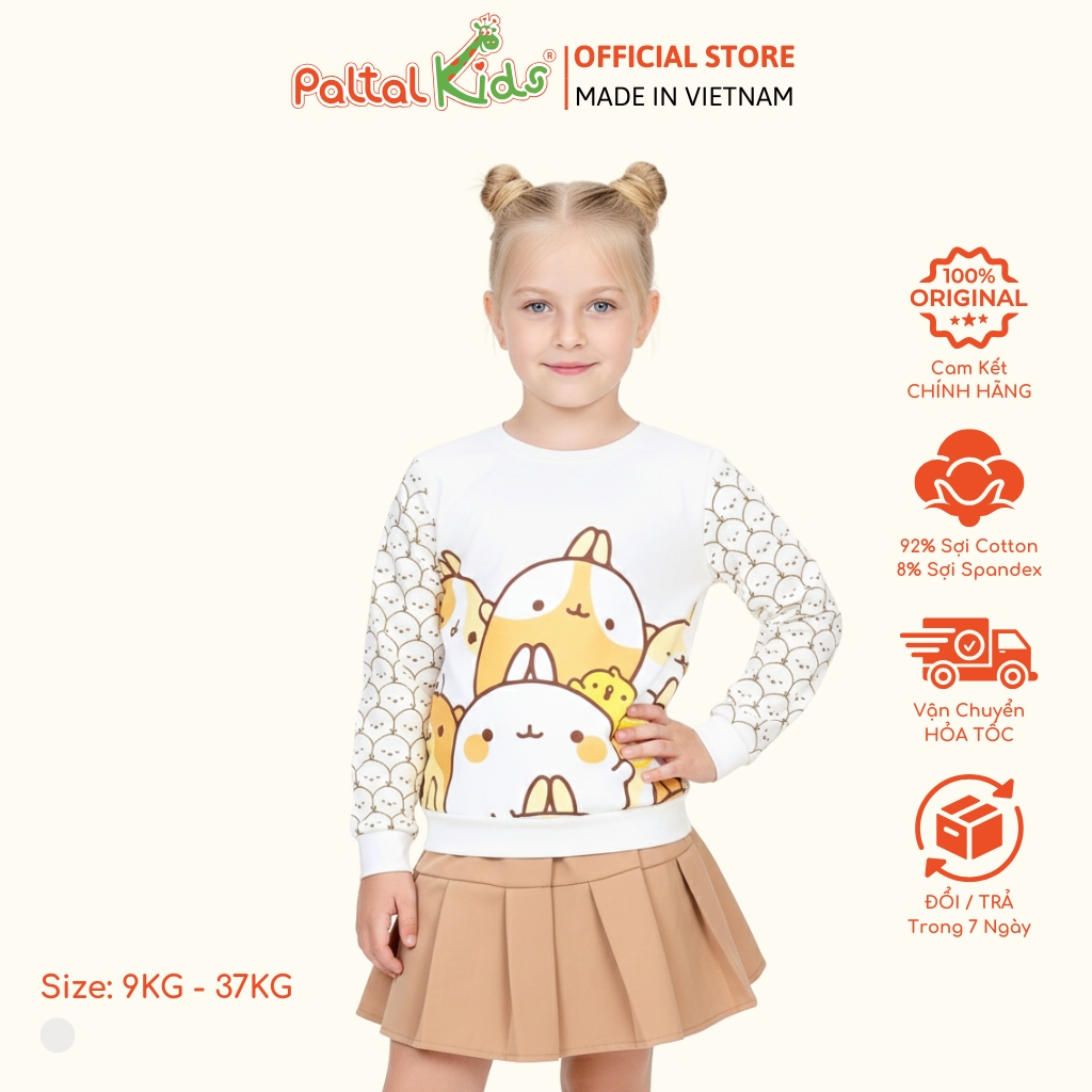 Áo Sweater Cotton Borib Bé Gái Cao Cấp - 020 1383