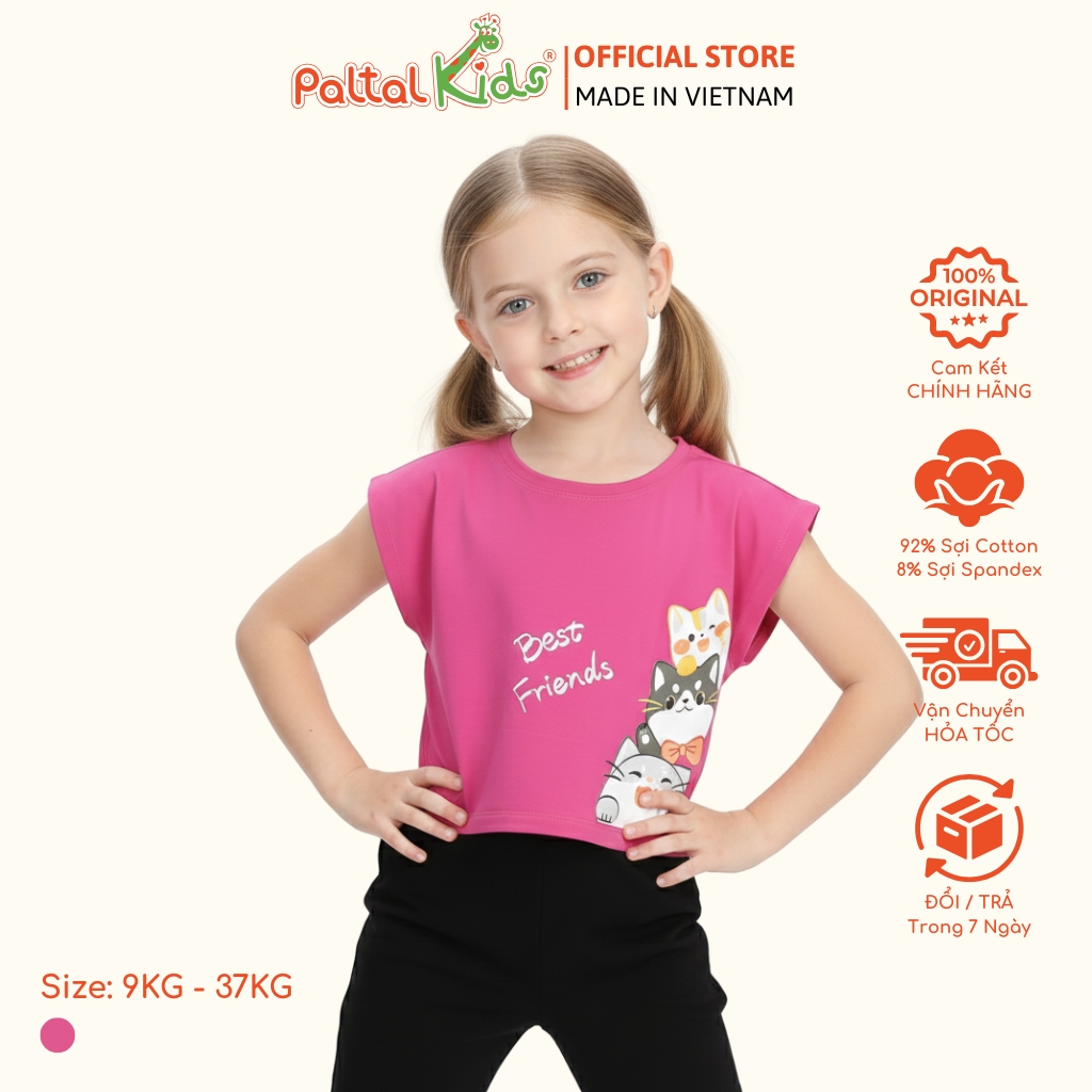 Áo Croptop Cotton Mỹ Bé Gái Cao Cấp - 020 1371