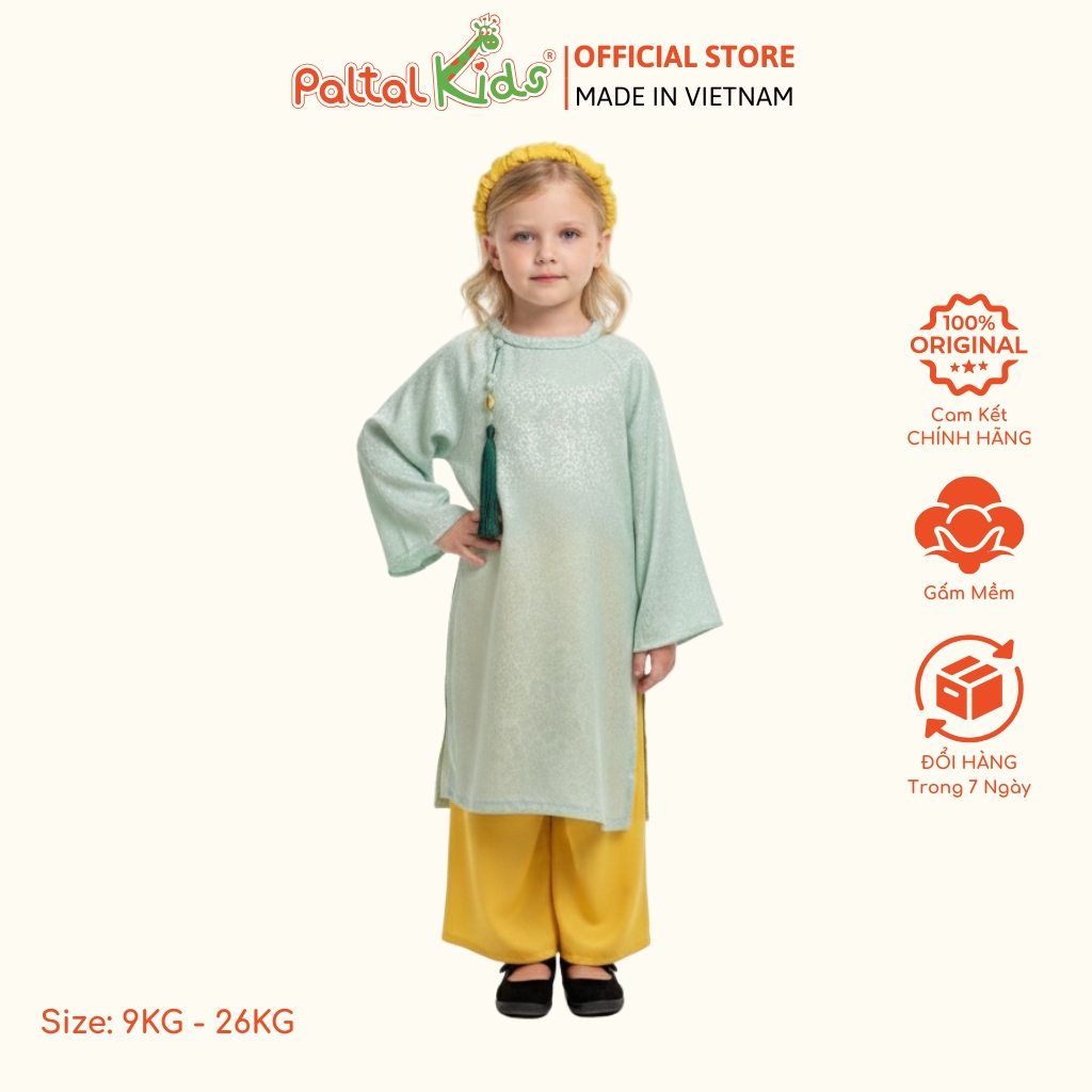 Set Áo Dài Gấm Mềm Cách Tân Kèm Phụ Kiện Bé Gái Cao Cấp - 533 6099