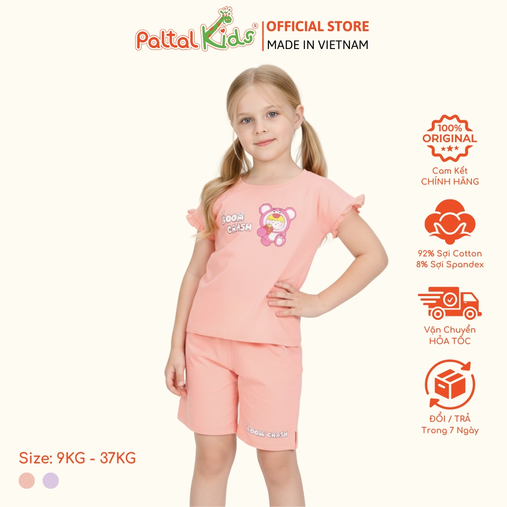 BST Mùa Thu - Bộ Đùi Tay Lỡ Cotton Mỹ Bé Gái Cao Cấp - 025 5198