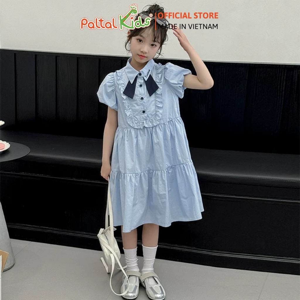 Đầm Sơ Mi Babydoll Tay Phồng Thô Mềm Bé Gái Cao Cấp - 02C 9211