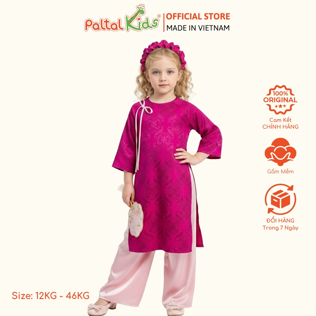 Set Áo Dài Gấm Mềm Cách Tân Đính Nơ Bé Gái Cao Cấp - 533 6109