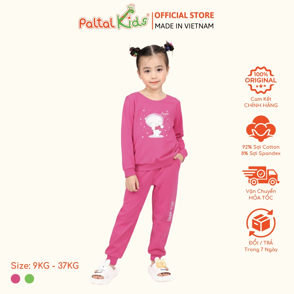 BST Mùa Đông - Đồ Bộ Tay Dài Cotton Mỹ Bé Gái Cao Cấp - 023 6018