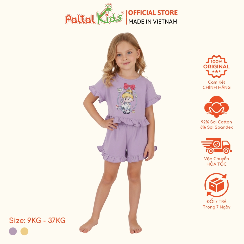 BST Mùa Xuân - Bộ Đùi Tay Ngắn Cotton Mỹ Bé Gái Cao Cấp - 025 2174