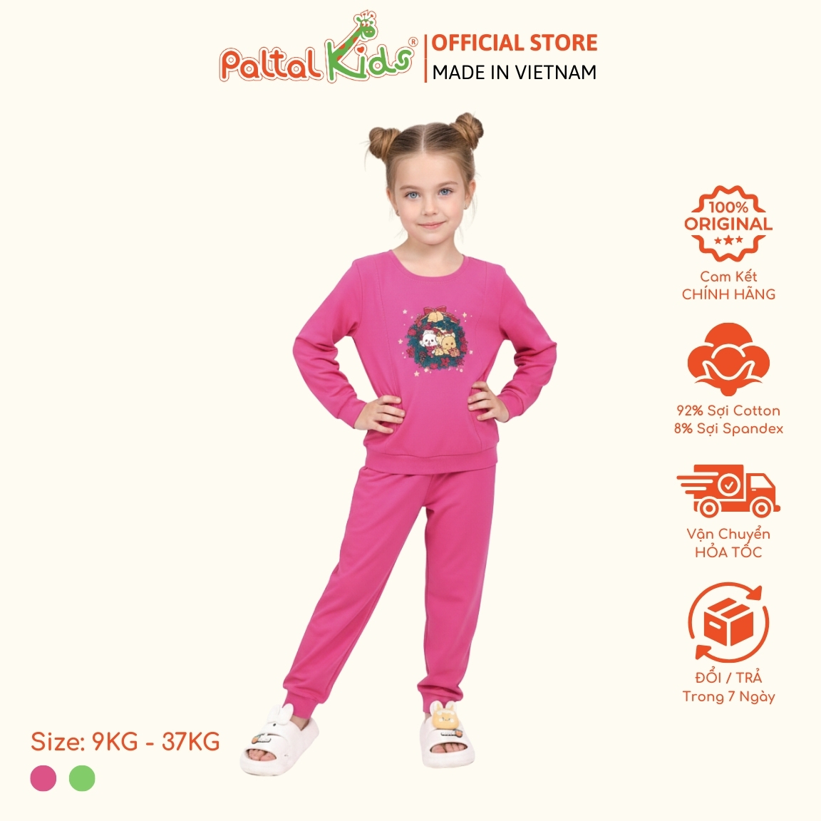 BST Mùa Đông - Bộ Dài Tay Dài Cotton Mỹ Bé Gái Cao Cấp - 023 6085