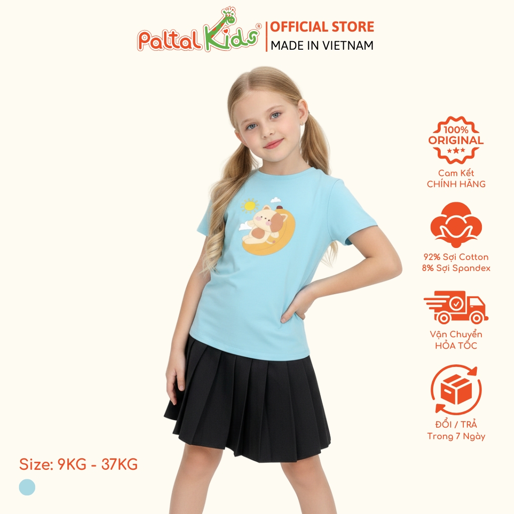 Áo Thun Cotton Mỹ Hình In Mèo Bé Gái Cao Cấp - 020 1386