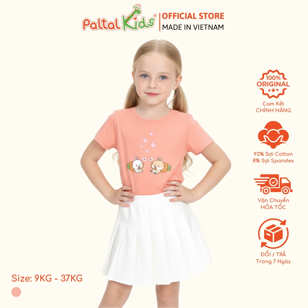Áo Thun Cotton Mỹ Hình In Thỏ Bé Gái Cao Cấp - 020 1388