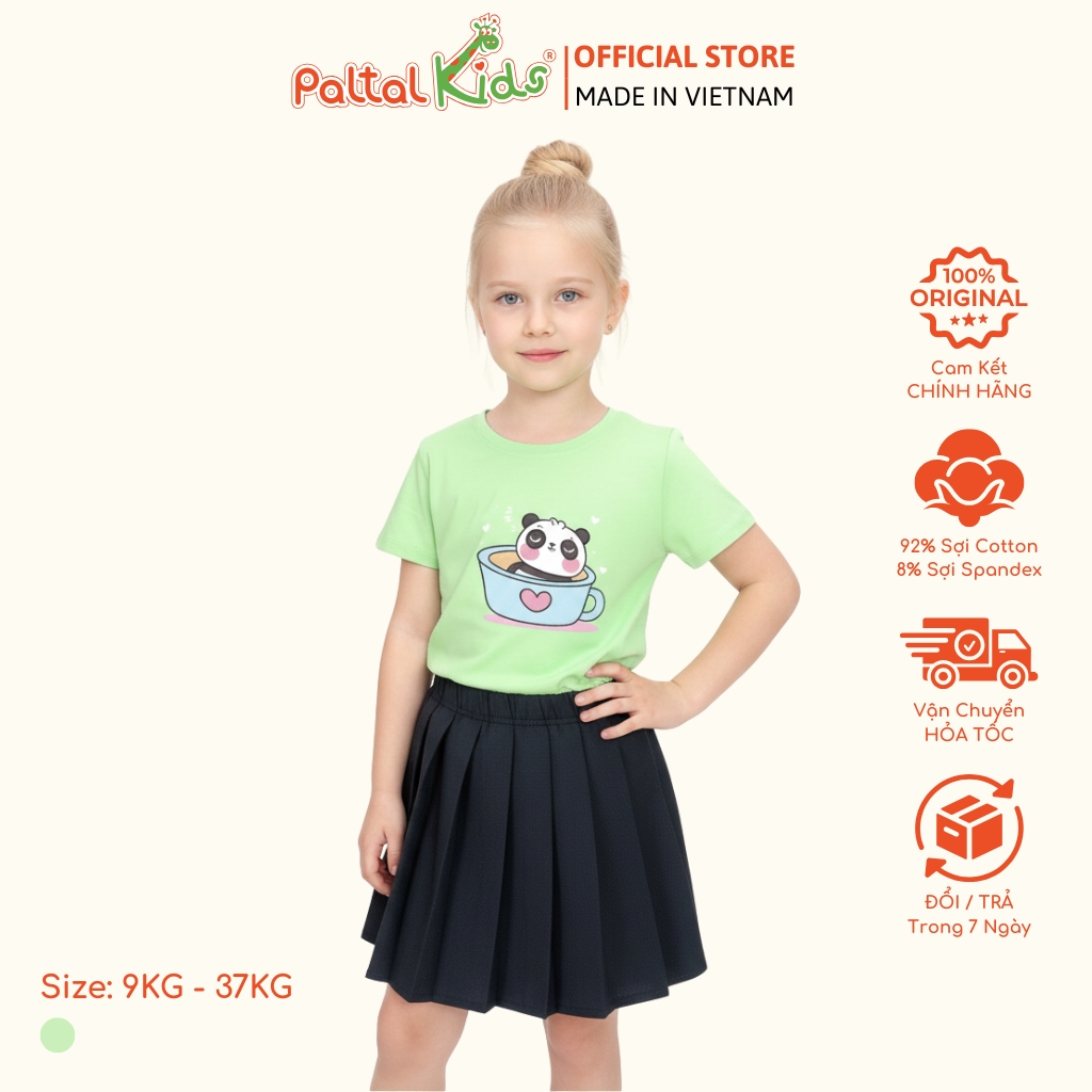 Áo Thun Cotton Mỹ Hình In Cà Phê Panda Bé Gái Cao Cấp - 020 1385