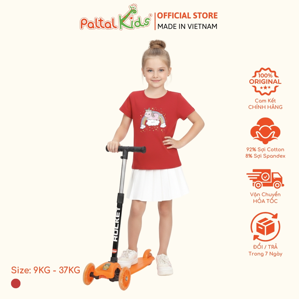 Áo Thun Cotton Mỹ Hình In Kỳ Lân Cầu Vòng Bé Gái Cao Cấp - 020 1384