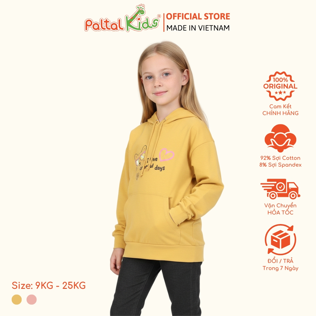 Áo Hoodie Cotton Melan Hình In Động Vật Cute Bé Gái Cao Cấp  - 191 4009