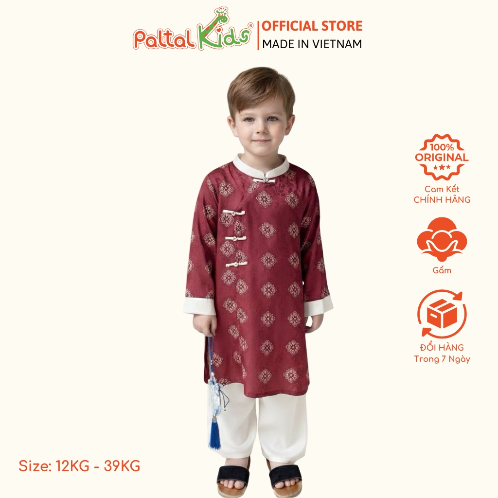 Set Áo Dài Gấm Mềm Cách Tân Bé Trai Cao Cấp - 533 6127