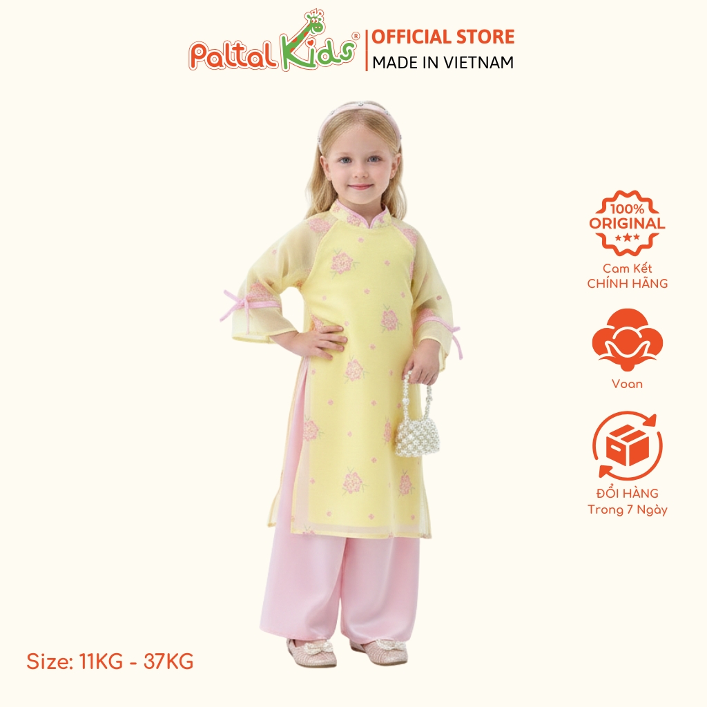 Set Áo Dài Voan Thêu Hoa Cách Tân Bé Gái Cao Cấp - 533 6128