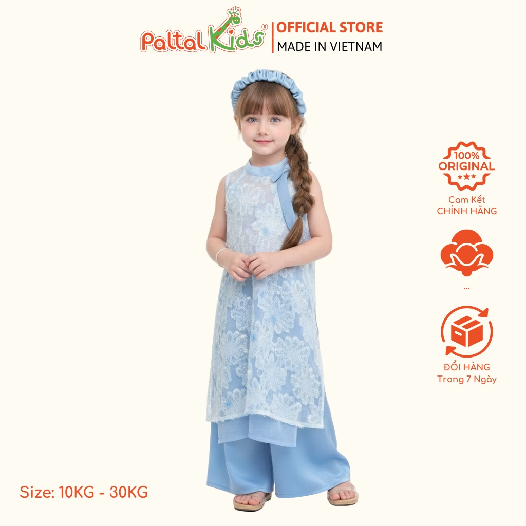 Set Áo Dài Lụa Cổ Yếm Cách Tân Bé Gái Cao Cấp - 533 6130