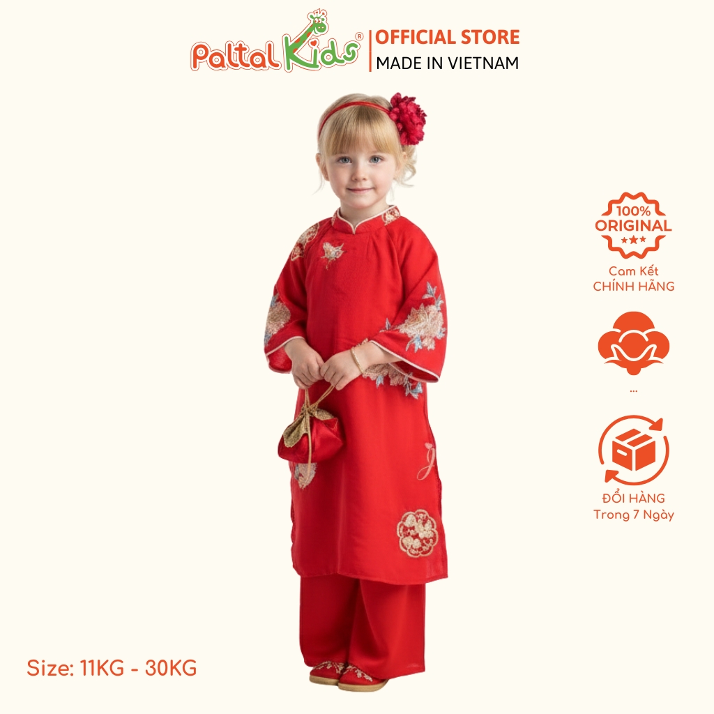 Set Áo Dài Thêu Hoa Cách Tân Bé Gái Cao Cấp - 533 6131