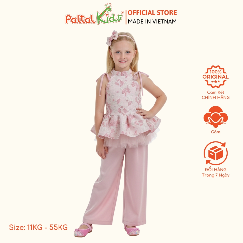 Set Yếm Gấm Thêu Hoa Cách Tân Bé Gái Cao Cấp - 533 6136