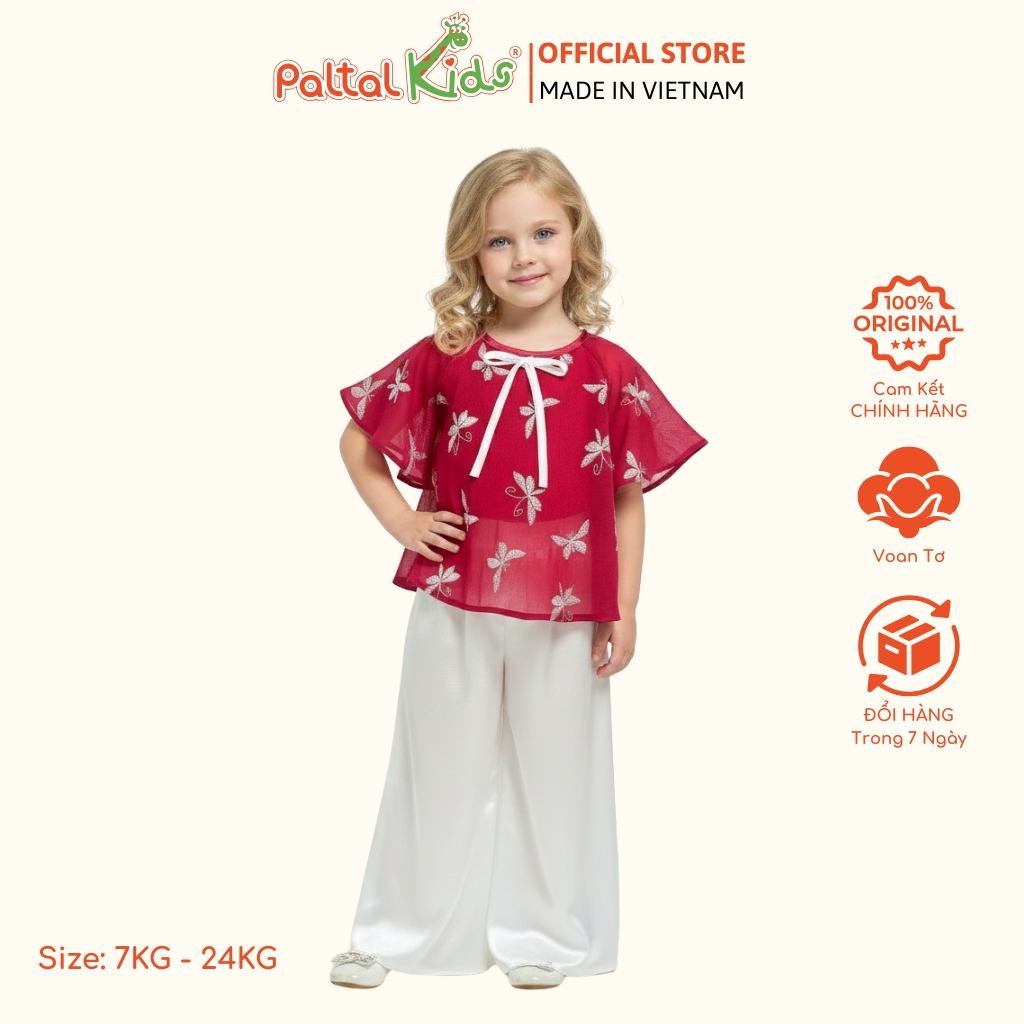 Set Bà Ba Pháp Phục Voan Tơ Thêu Bướm Cách Tân Bé Gái Cao Cấp - 533 6138