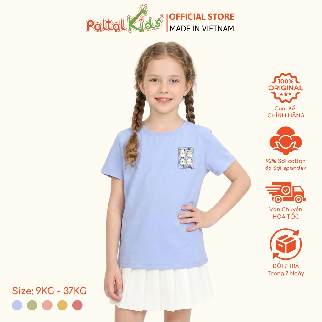 Áo Thun Cotton Melan 4 Chú Mèo Bé Gái Cao Cấp - 190 1409