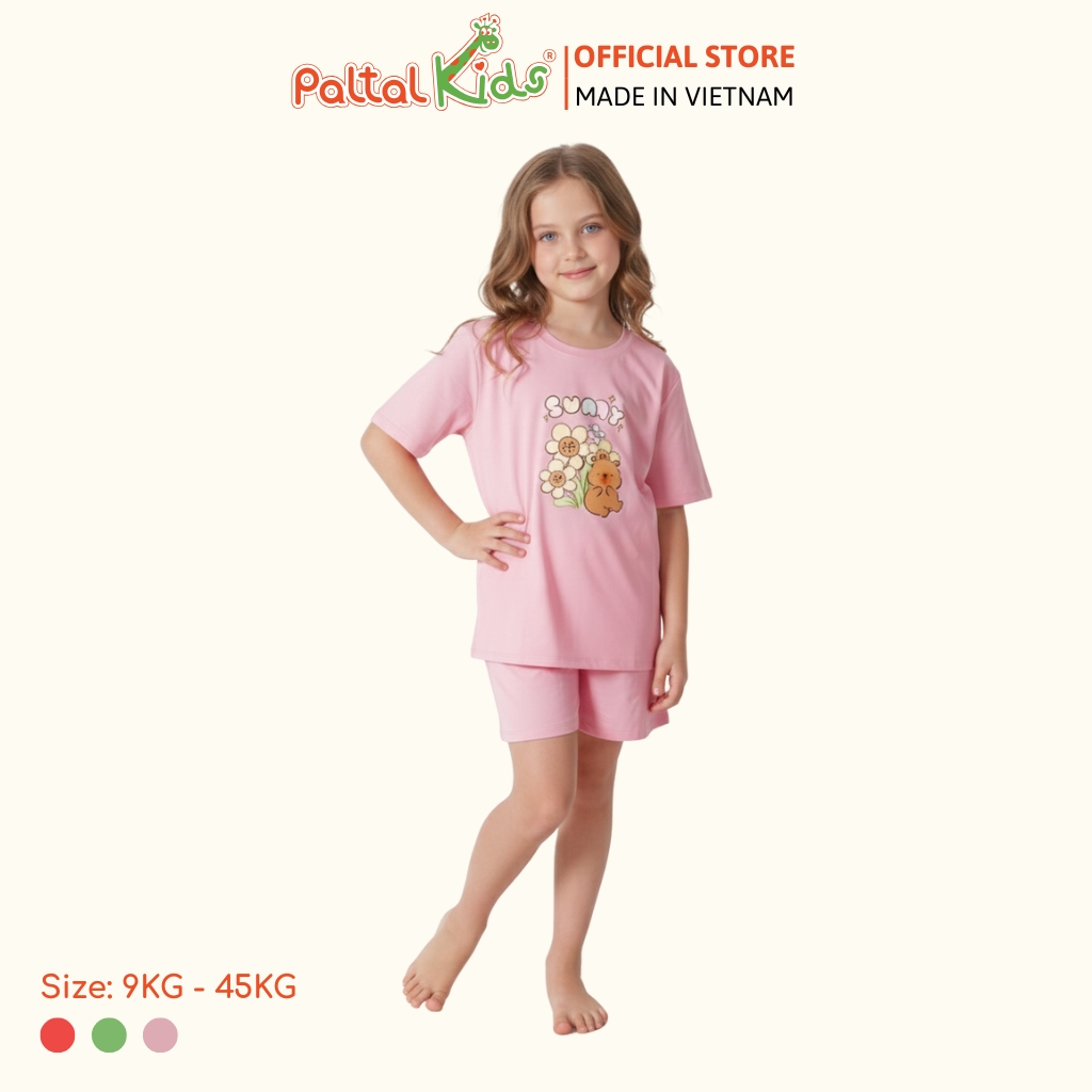 Đồ Bộ Đùi Form Rộng Hình In Capybara Cotton Mỹ Bé Gái Cao Cấp - 025 2159