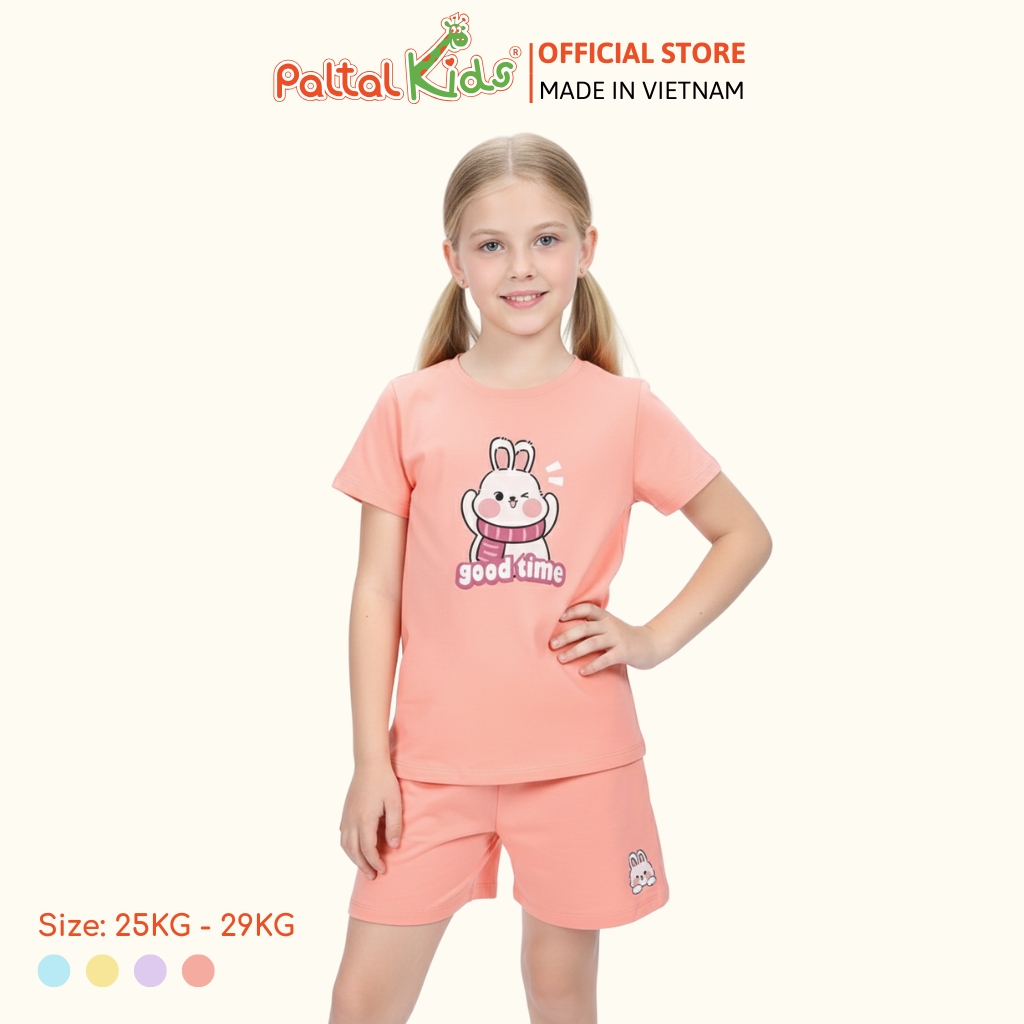 Đồ Bộ Đùi Cơ Bản Cotton Mỹ Bé Gái Cao Cấp - 025 5163 - Size 13