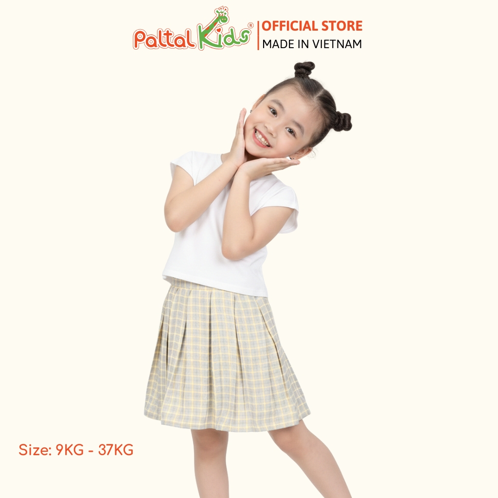 Chân Váy Xếp Ly Cotton Caro Bé Gái Cao Cấp - 112 9202