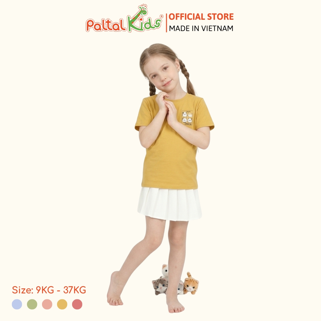 Áo Thun Cotton Melan 4 Chú Mèo Bé Gái Cao Cấp - 190 1409