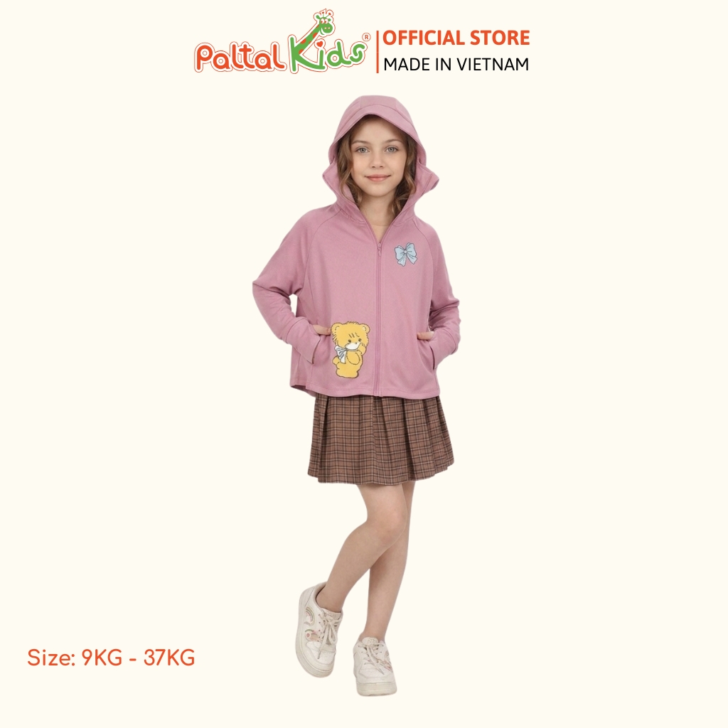 Áo Khoác Croptop Poly Chống Nắng Hình In Gấu Vàng Bé Gái Cao Cấp - 311 4034