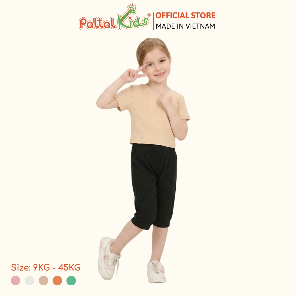 Áo Thun Croptop Cổ Tim Trơn Cotton Borib Bé Gái Cao Cấp - 220 1422