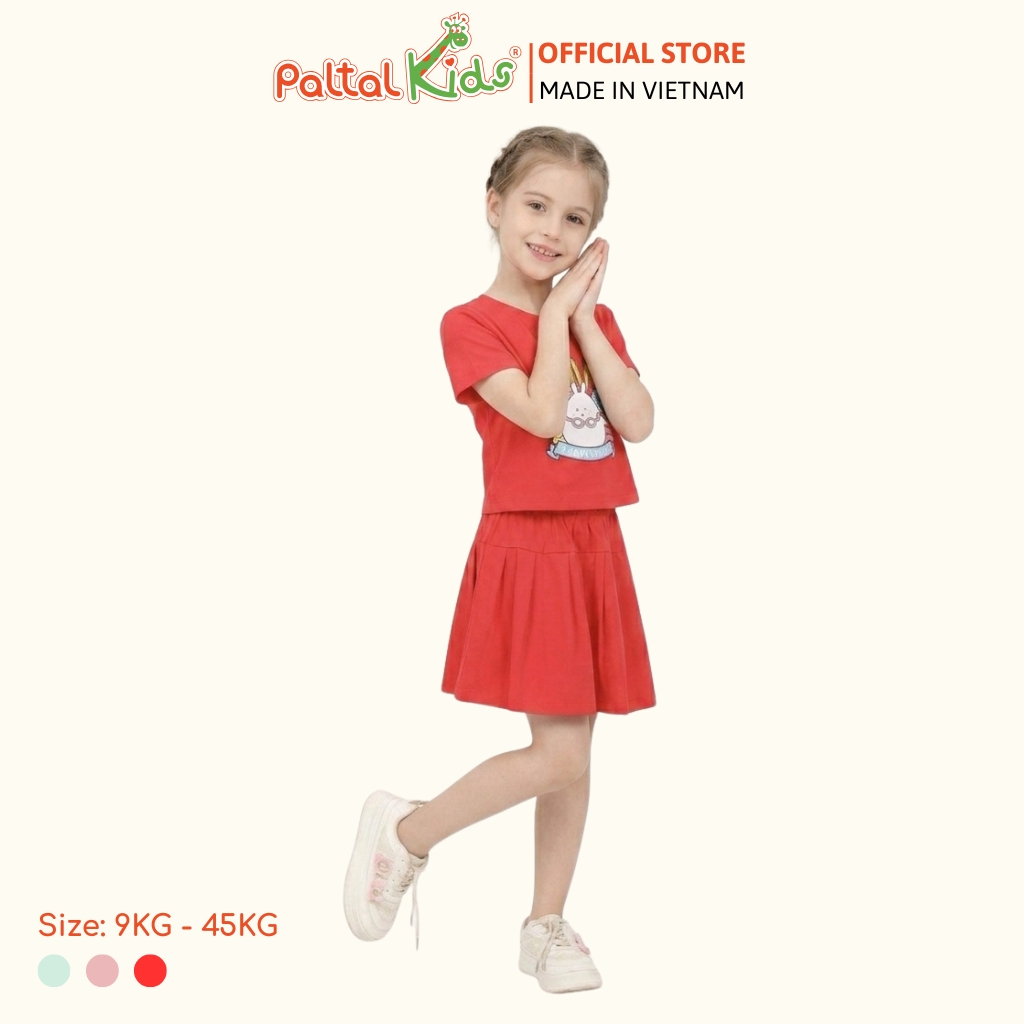 Set Áo Croptop Mix Chân Váy Xếp Ly Cotton Mỹ Bé Gái Cao Cấp - 022 9204