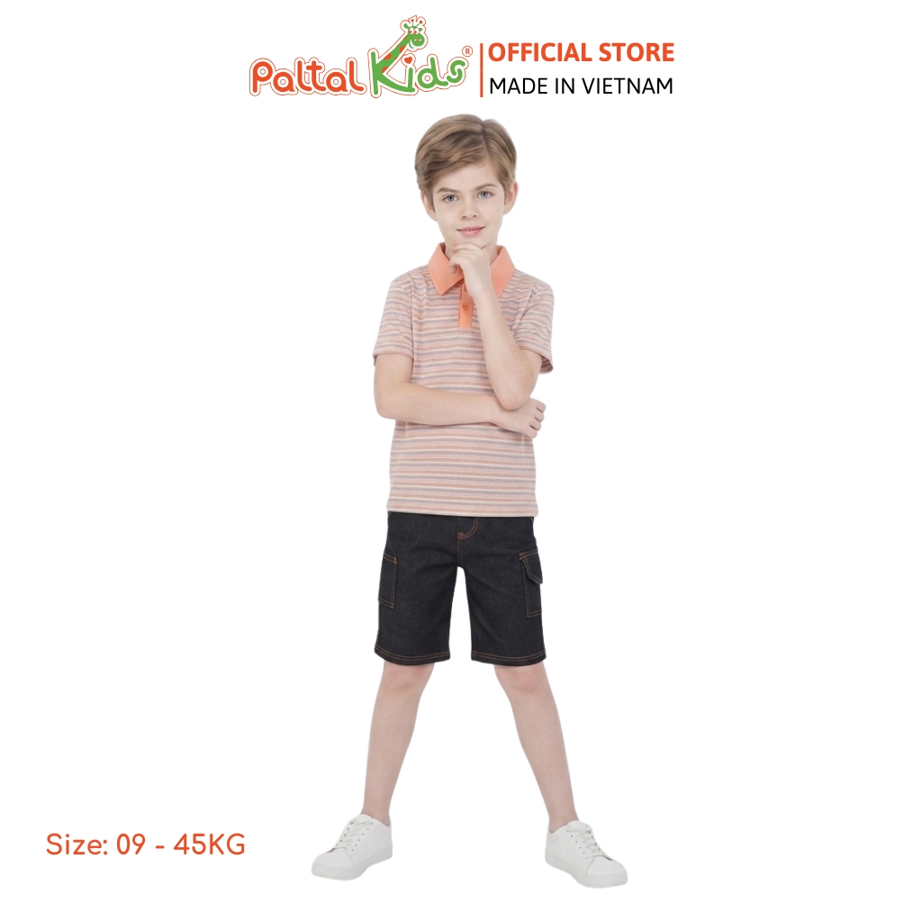 Áo Thun Polo Cotton Sọc Gân Bé Trai Cao Cấp - 020 1420