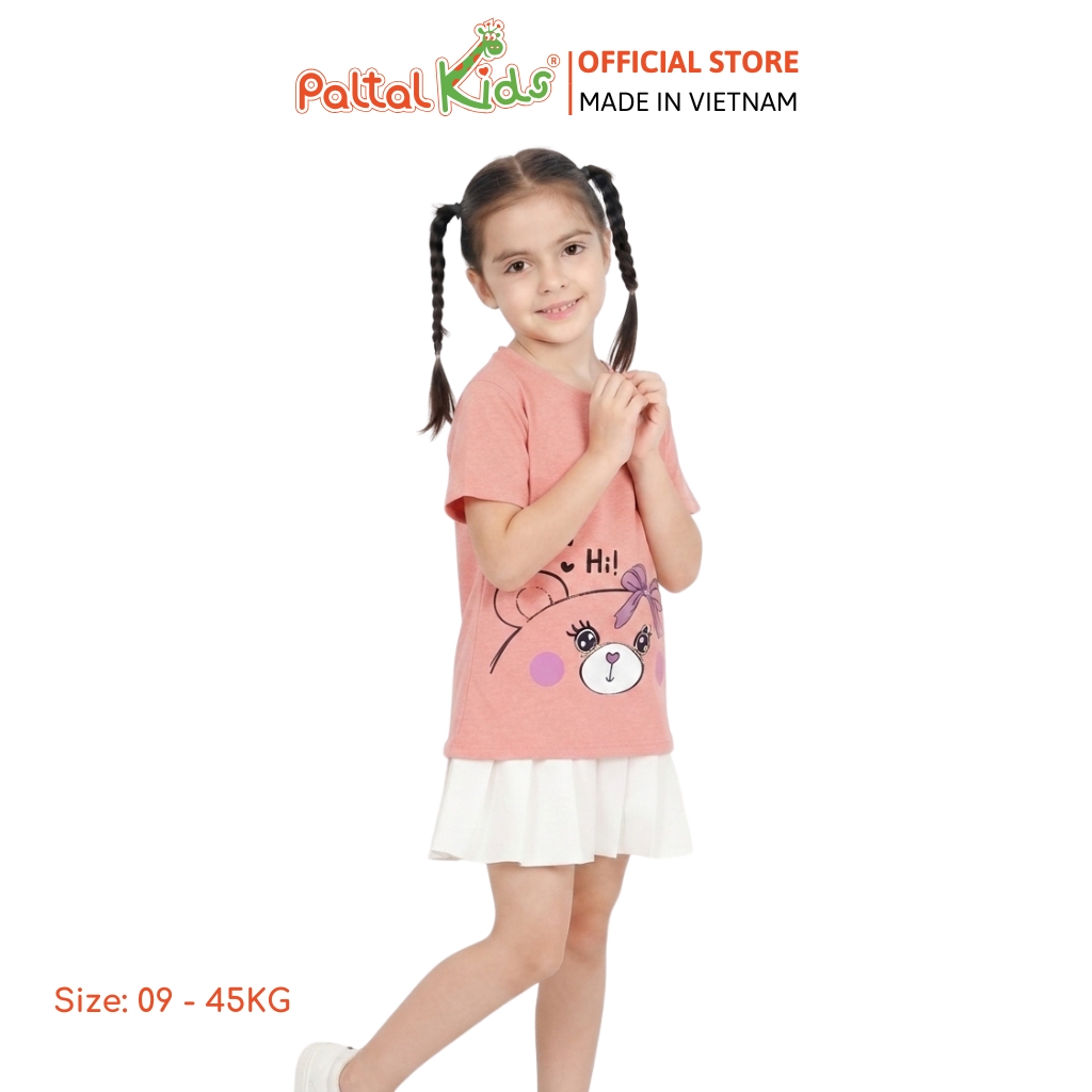 Áo Thun Cotton Melan Hình In Gấu Bé Gái Cao Cấp - 190 1410