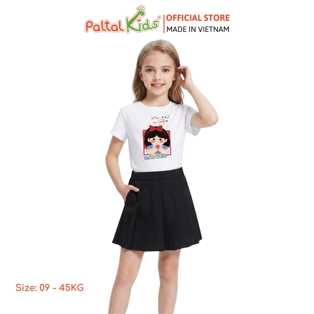 Áo Thun Cotton Mỹ Hình In Công Chúa Bạch Tuyết Bé Gái Cao Cấp - 020 1417