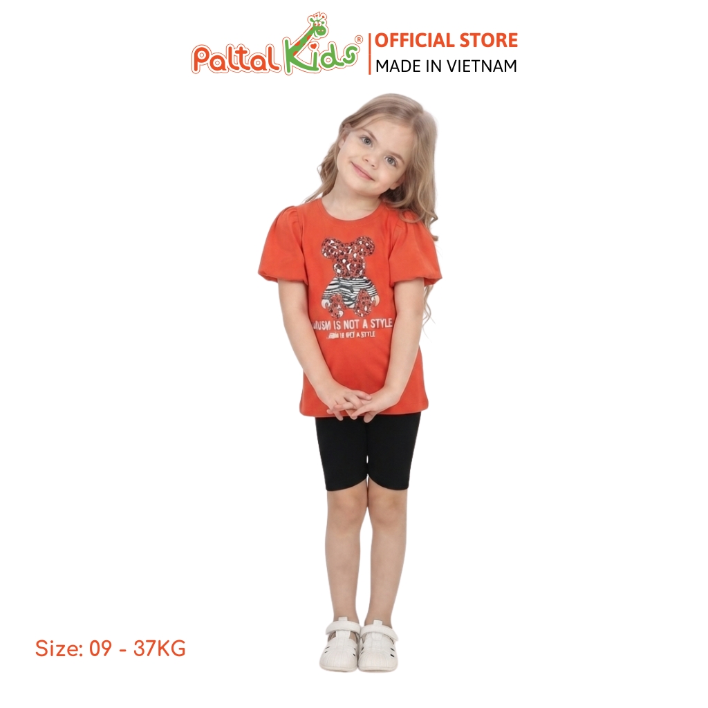 Đồ Bộ Lửng Cotton Mỹ Hình In Bear Brick Bé Gái Cao Cấp - 024 7026