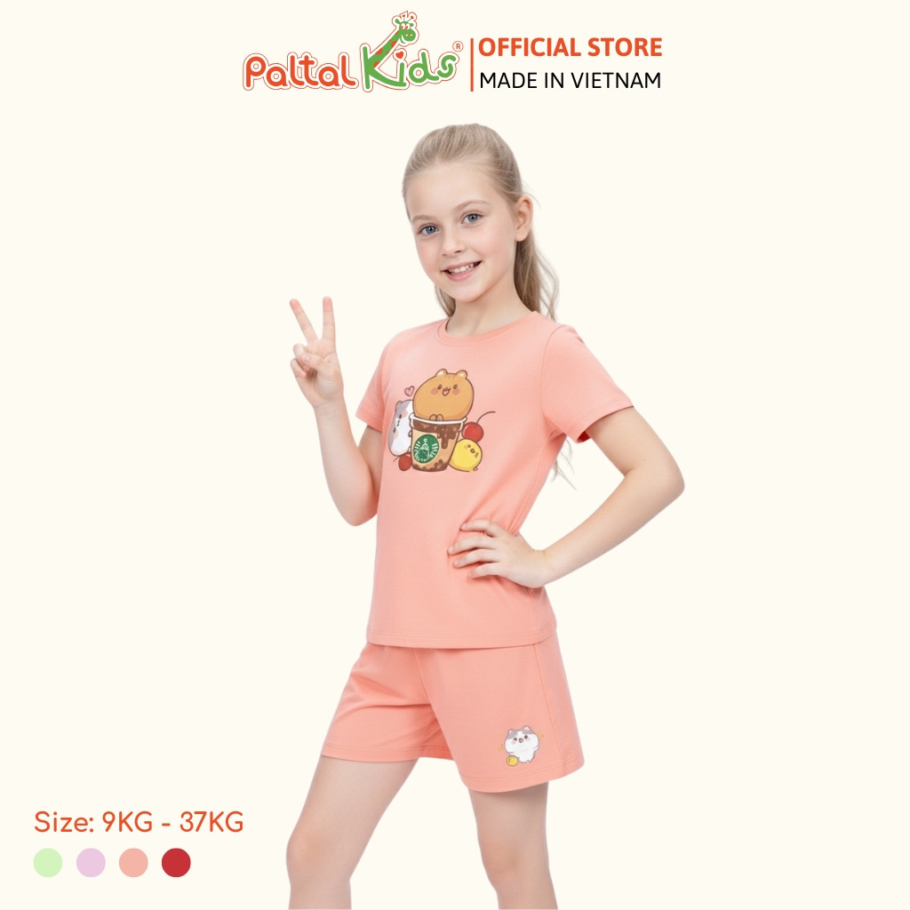 Đồ Bộ Đùi Cơ Bản Cotton Mỹ Bé Gái Cao Cấp - 025 5160 - Size 10