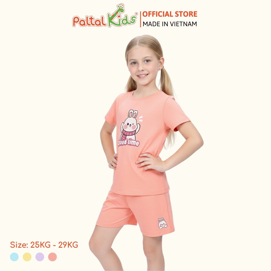 Đồ Bộ Đùi Cơ Bản Cotton Mỹ Bé Gái Cao Cấp - 025 5163 - Size 13