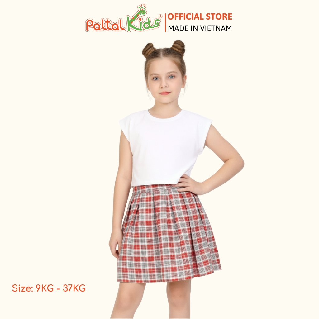 Chân Váy Xếp Ly Cotton Caro Bé Gái Cao Cấp - 112 9202