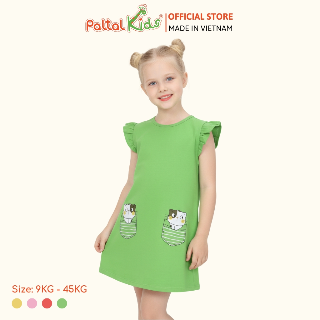 Đầm Dáng A Cánh Tiên Hình In Giả Túi Cotton Mỹ Cao Cấp - 02C 8020