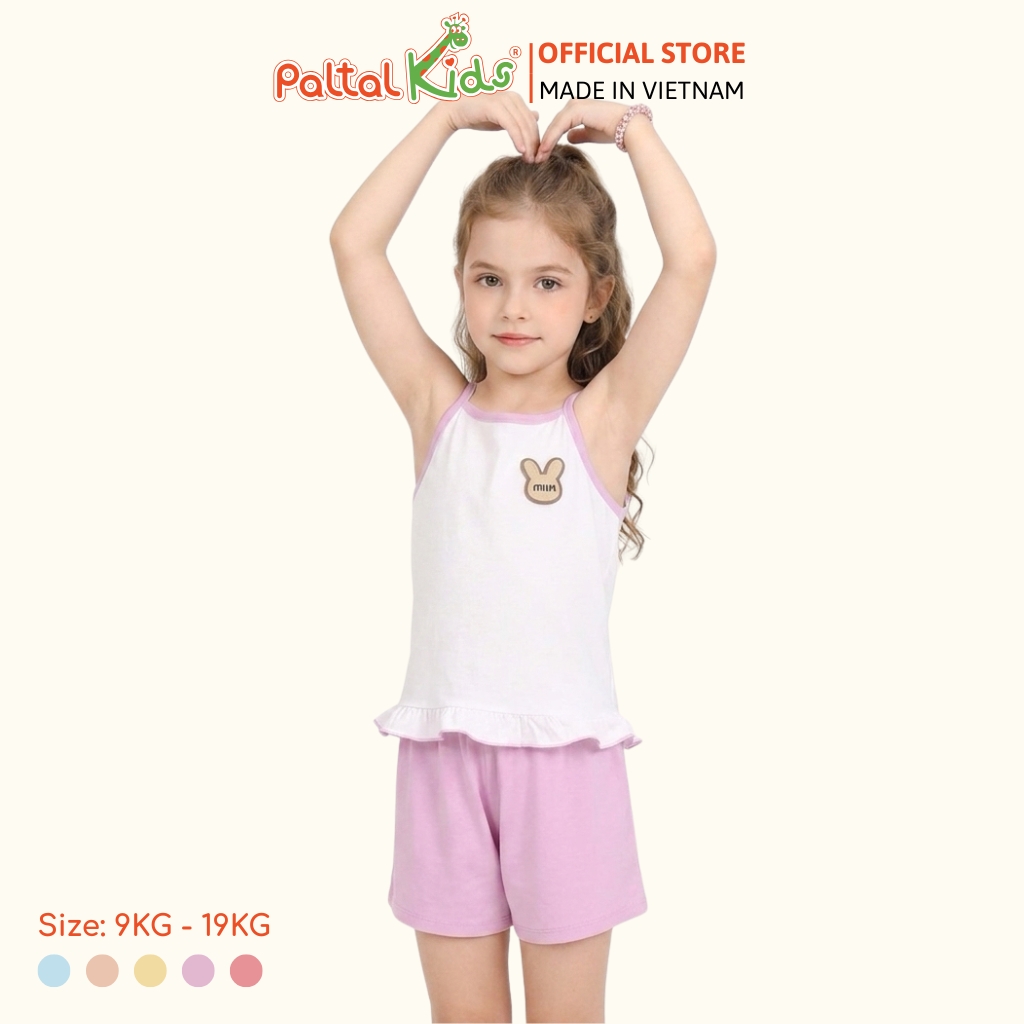 Đồ Bộ Đùi 2 Dây Lai Vạt Bèo Cotton Modal Bé Gái Cao Cấp - 205 7025