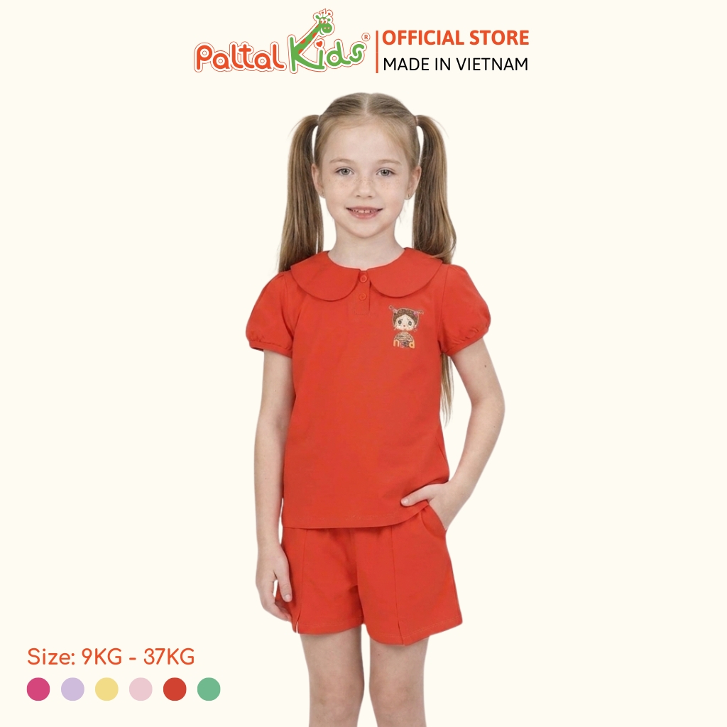 Đồ Bộ Đùi Tay Phồng Cotton Mỹ Hình In Cô Gái Xinh Xắn Bé Gái Cao Cấp - 025 2136