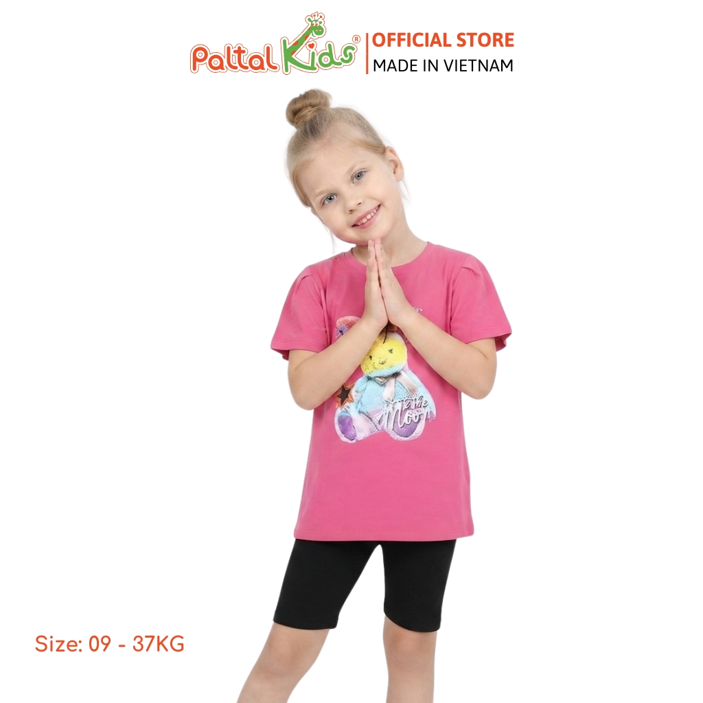 Đồ Bộ Lửng Cotton Mỹ Hình In Thỏ Cầu Vòng Bé Gái Cao Cấp - 024 7033