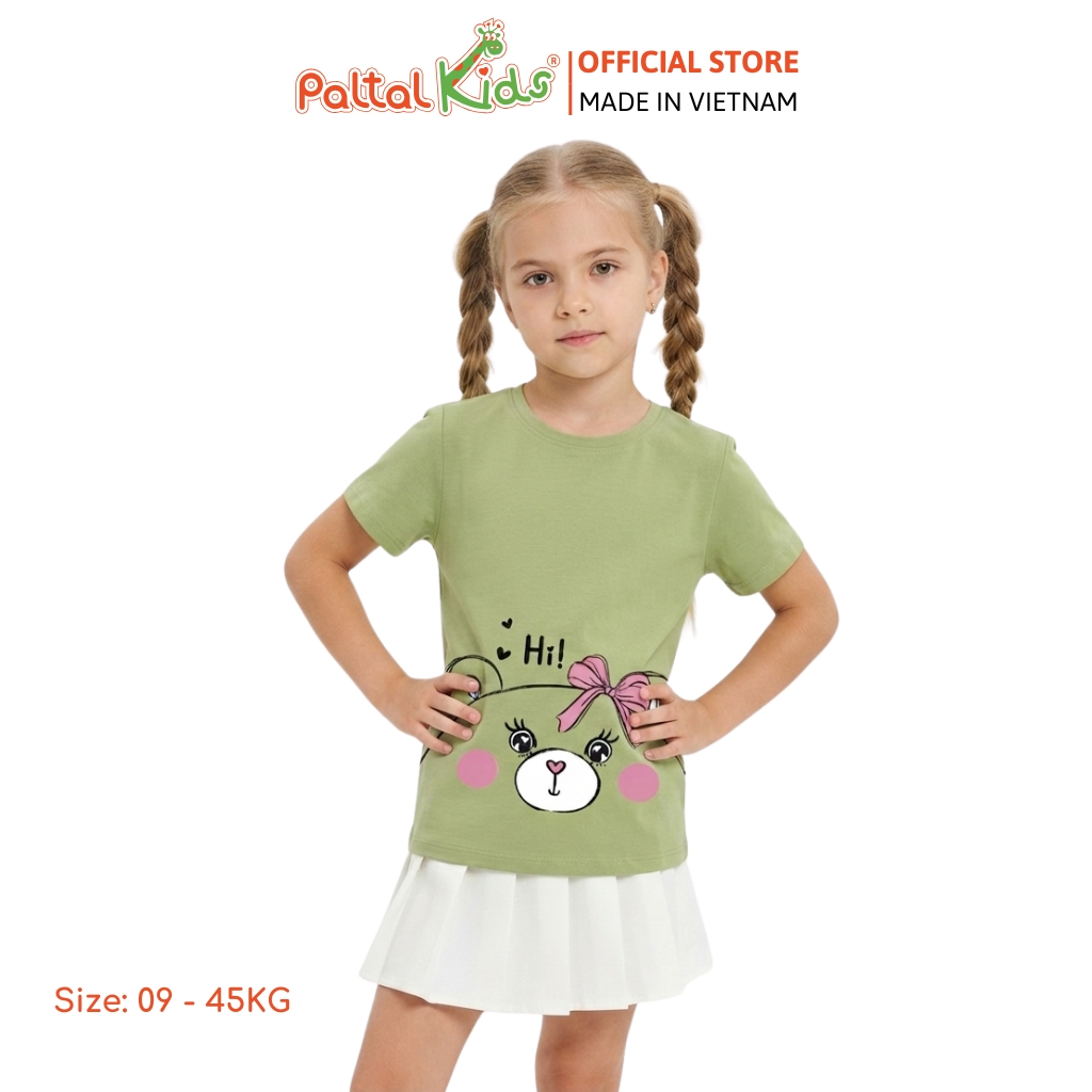 Áo Thun Cotton Melan Hình In Gấu Bé Gái Cao Cấp - 190 1410