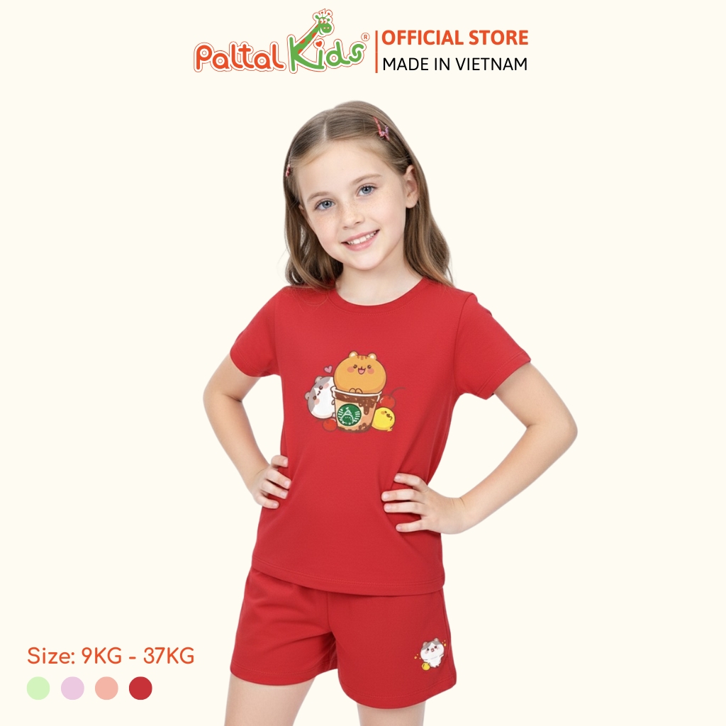 Đồ Bộ Đùi Cơ Bản Cotton Mỹ Bé Gái Cao Cấp - 025 5160 - Size 10