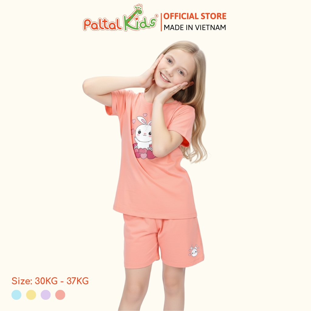 Đồ Bộ Đùi Cơ Bản Cotton Mỹ Bé Gái Cao Cấp - 025 5164 - Size 14