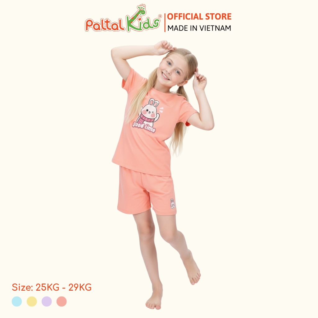 Đồ Bộ Đùi Cơ Bản Cotton Mỹ Bé Gái Cao Cấp - 025 5163 - Size 13