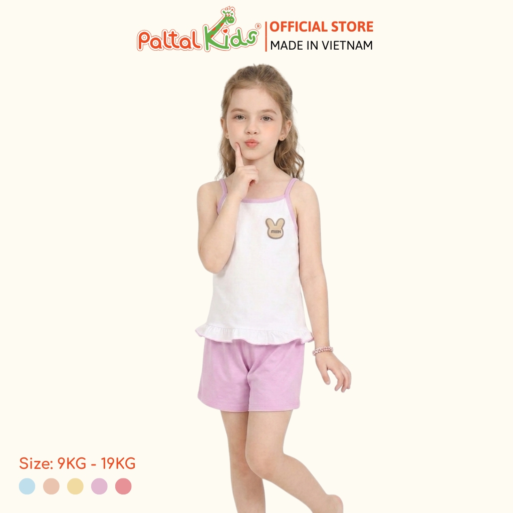 Đồ Bộ Đùi 2 Dây Lai Vạt Bèo Cotton Modal Bé Gái Cao Cấp - 205 7025